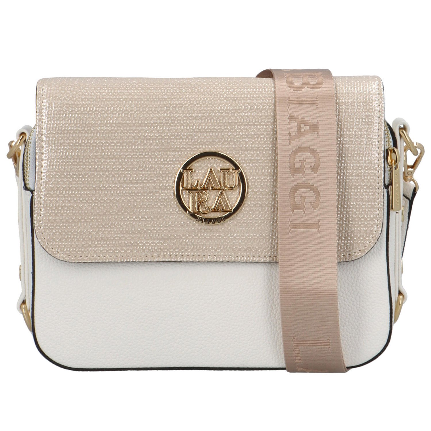 Dámská crossbody kabelka růžovo/bílá - Laura Biaggi Wiana