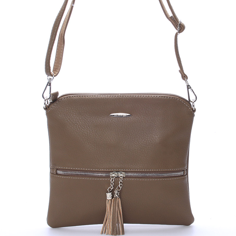 Originální dámská crossbody kabelka tmavá camel - David Jones Sanna