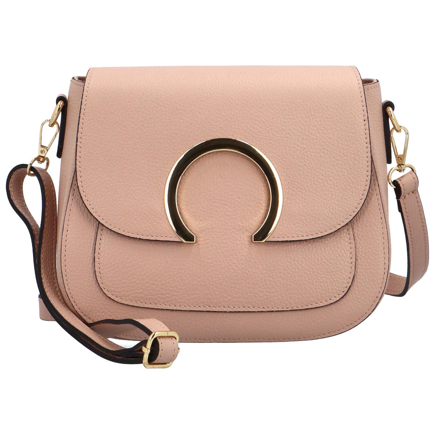 Dámská kožená crossbody kabelka starorůžová - Delami Pretty