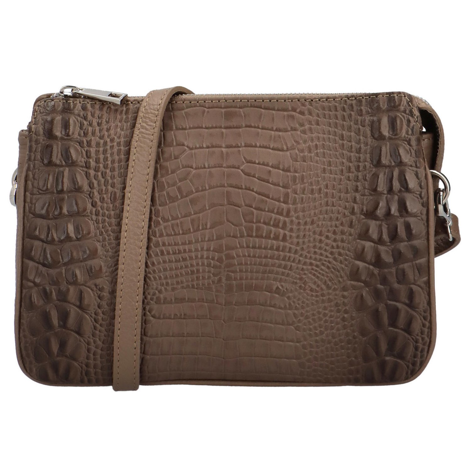 Dámská kožená crossbody kabelka khaki - Delami Dagobe