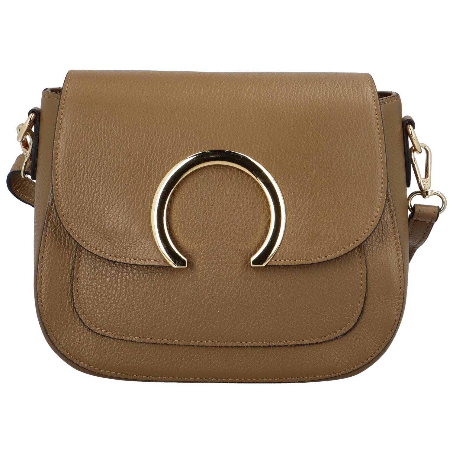 Dámská kožená crossbody kabelka khaki - Delami Pretty