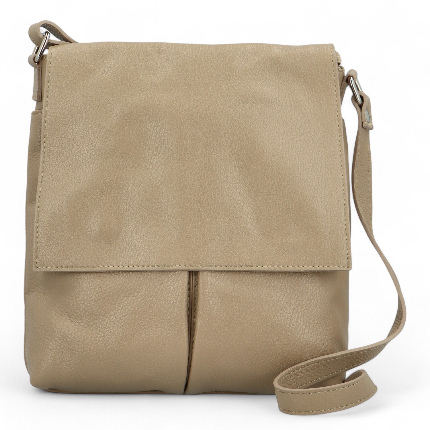 Dámská kožená crossbody kabelka taupe - Delami Ellie