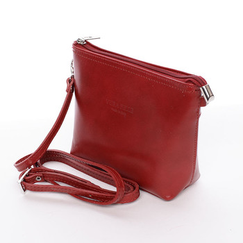 Dámská kožená crossbody kabelka červená - ItalY Garnet