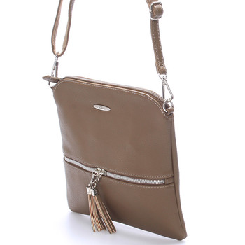 Originální dámská crossbody kabelka tmavá camel - David Jones Sanna