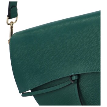 Dámská kožená kabelka tmavě zelená - Delami Vera Pelle Mephia