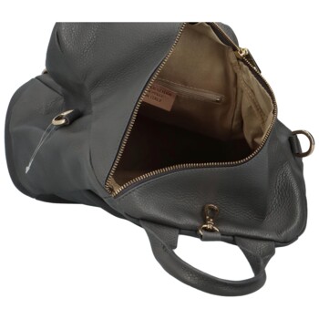 Dámský kožený batoh kabelka tmavě šedý - Delami Norzeus