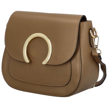 Dámská kožená crossbody kabelka khaki - Delami Pretty