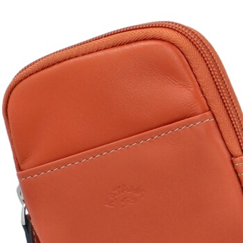 Dámská kožená crossbody kapsa oranžová - Katana Soffix