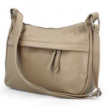 Dámská kožená crossbody kabelka taupe - Delami Meyrra