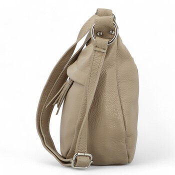 Dámská kožená crossbody kabelka taupe - Delami Meyrra