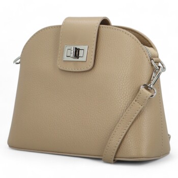 Dámská kožená crossbody kabelka taupe - Delami Saffet