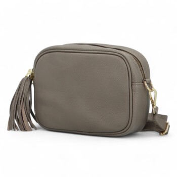 Dámská kožená crossbody kabelka taupe - Delami Kriane 