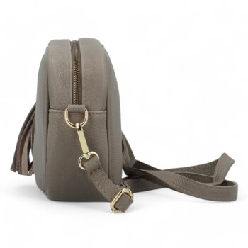 Dámská kožená crossbody kabelka taupe - Delami Kriane 